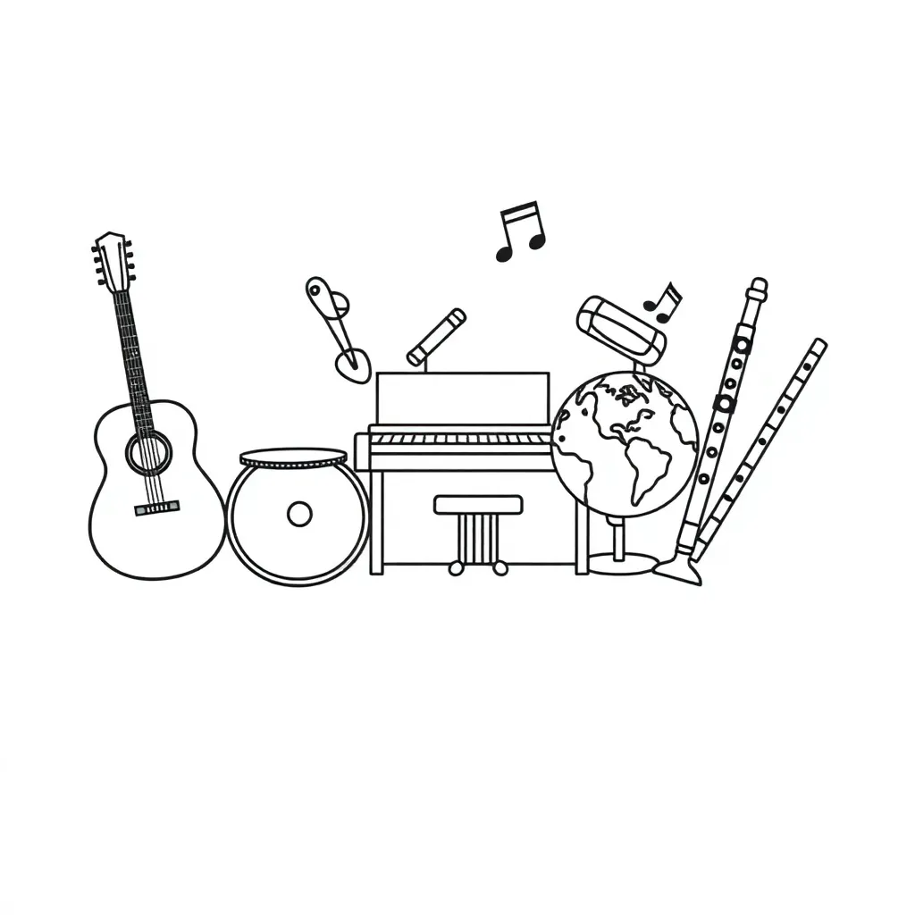 Musical notes with different textures