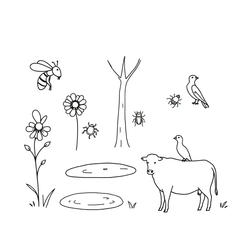 Animals in nature showing different relationships