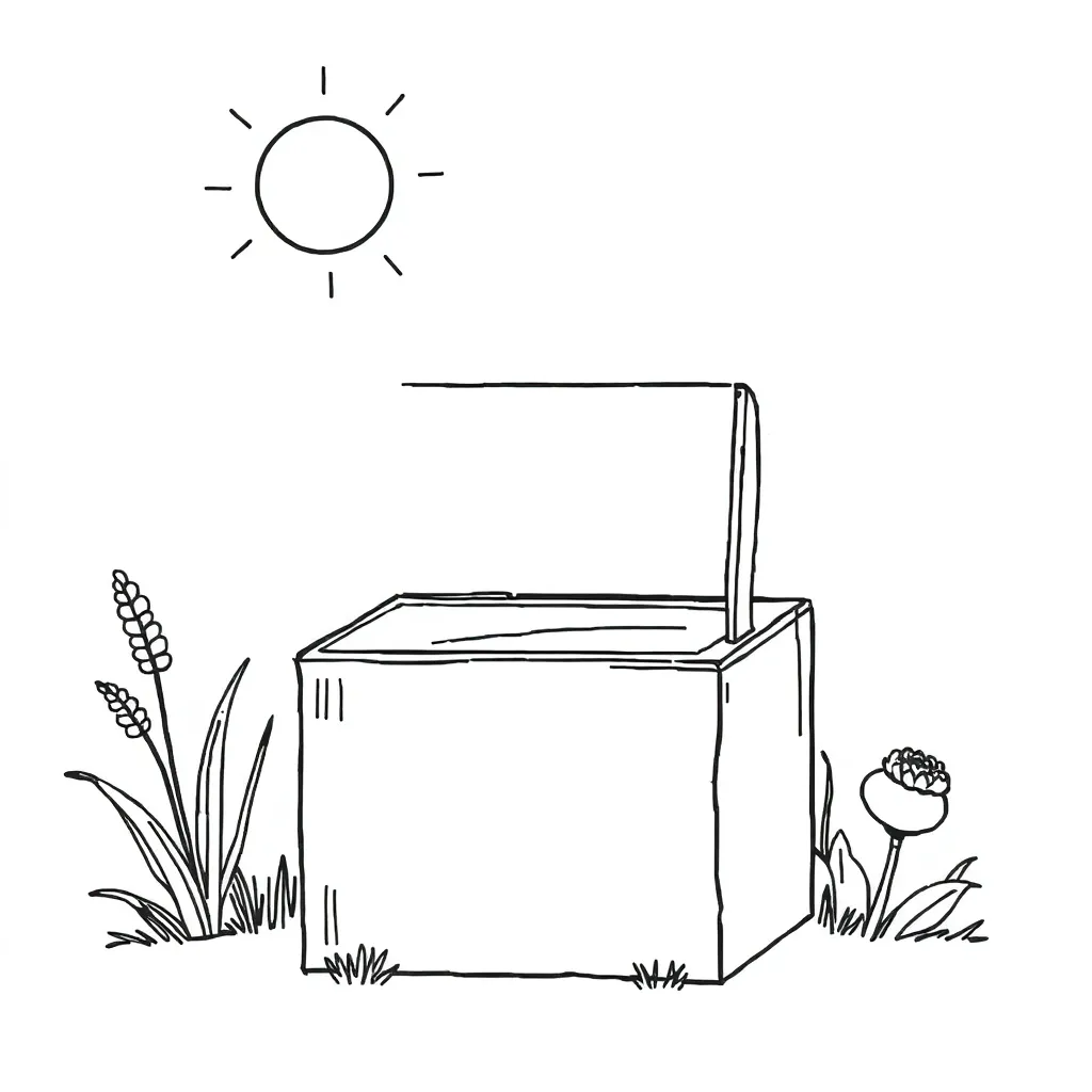 Solar oven with thermometer and measuring tools