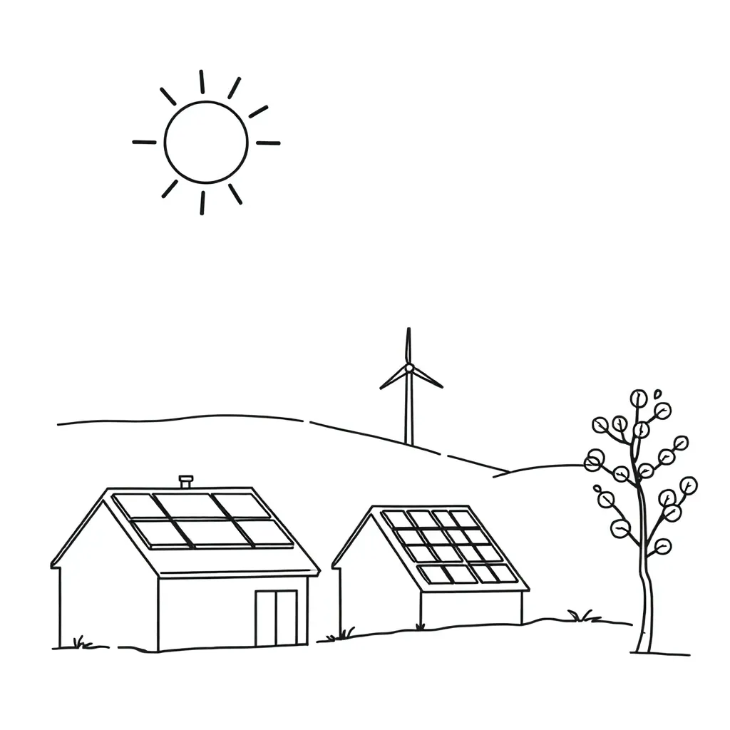 Solar panels on a house roof
