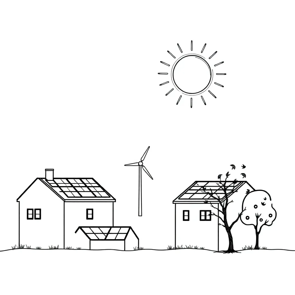 Solar panels on a house roof