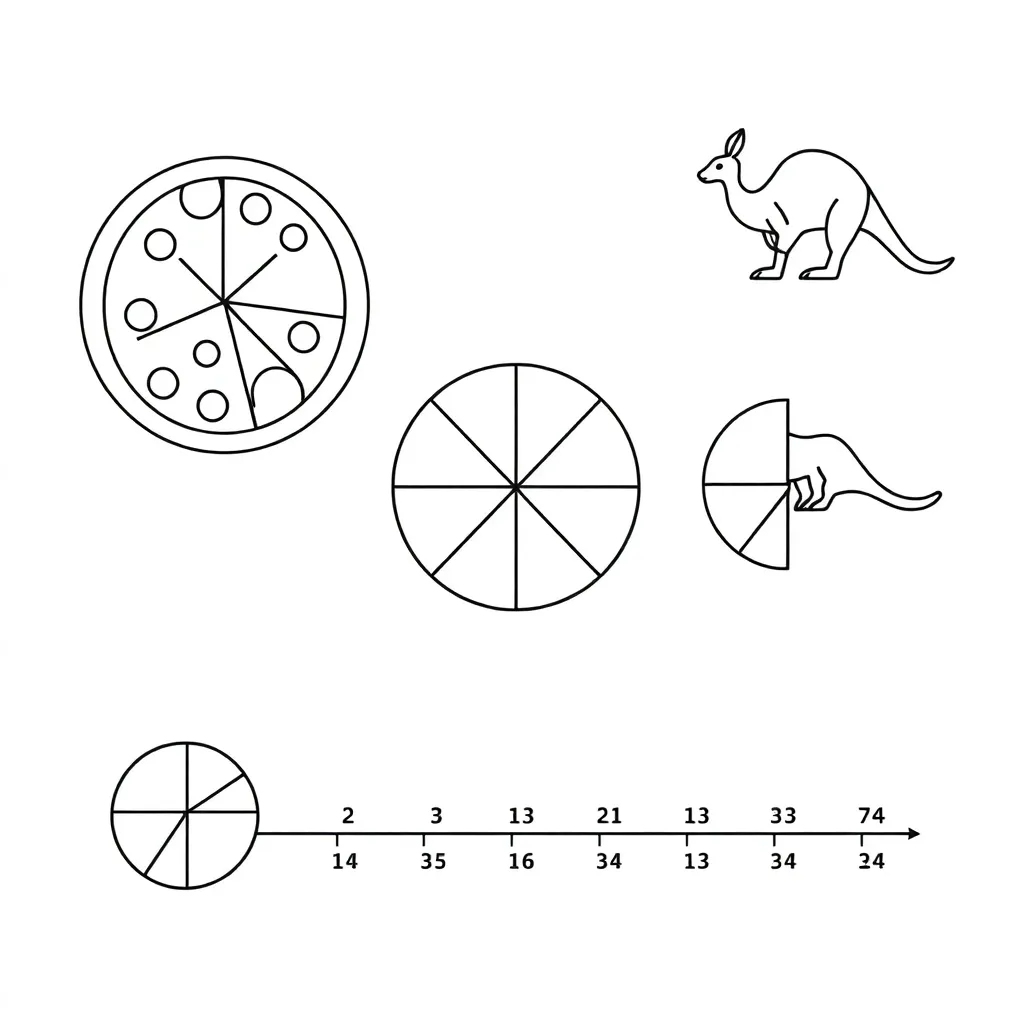 Fractions illustration showing pizza slices