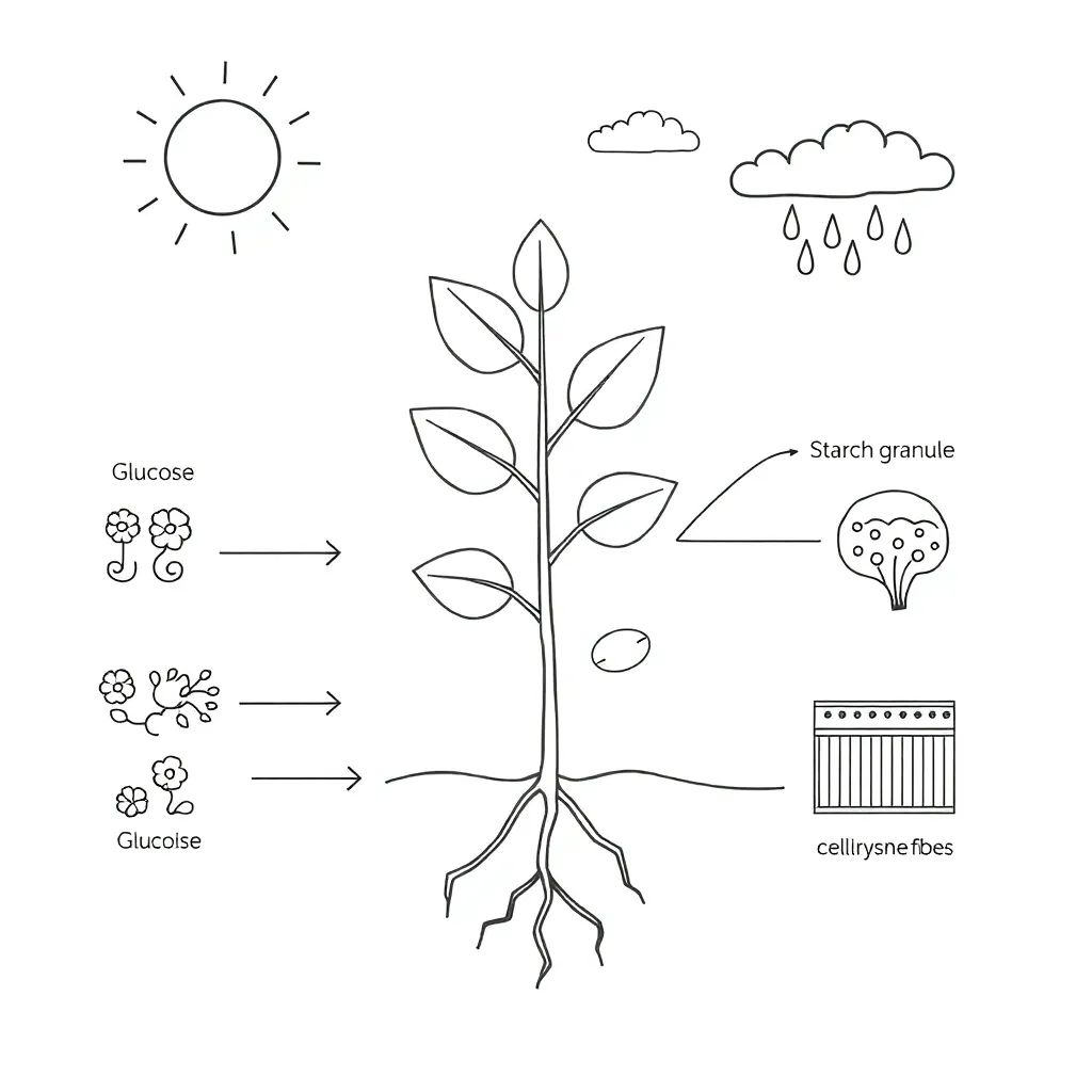 Plant with glucose molecules