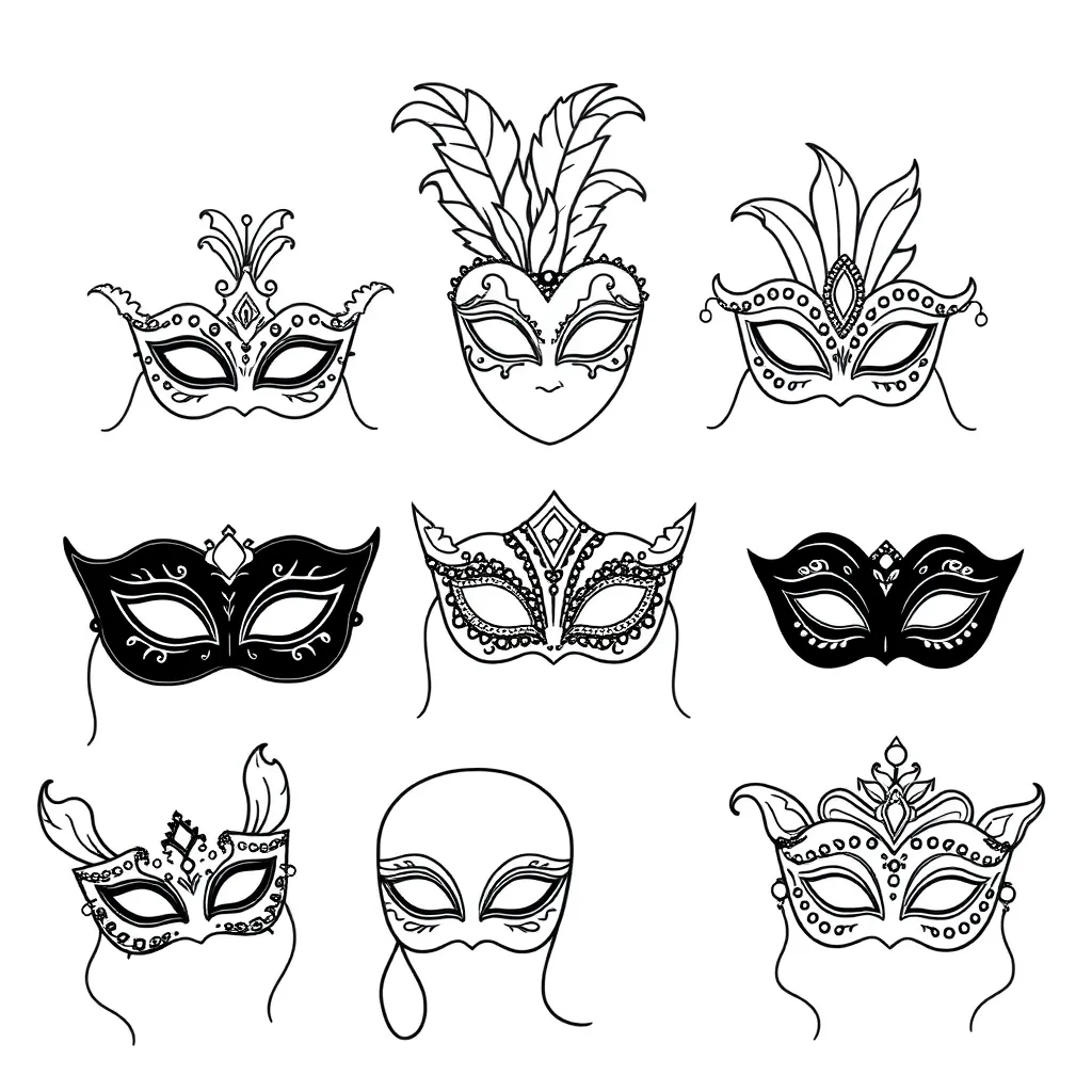 Colourful carnival masks illustration