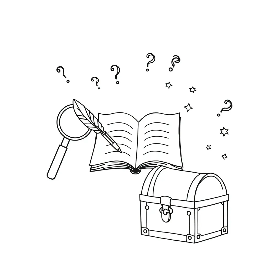 Mystery detective with magnifying glass