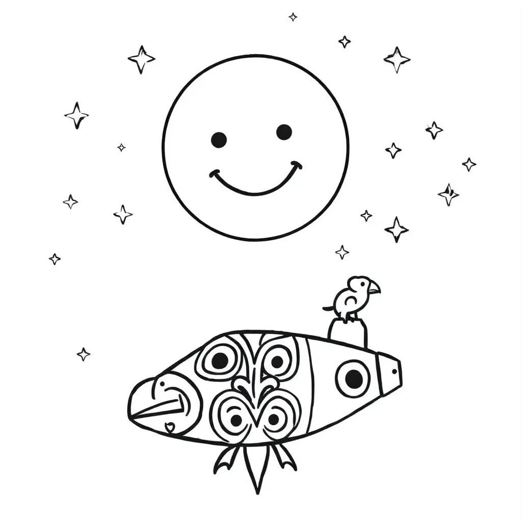 Moon phases and thinking hats illustration