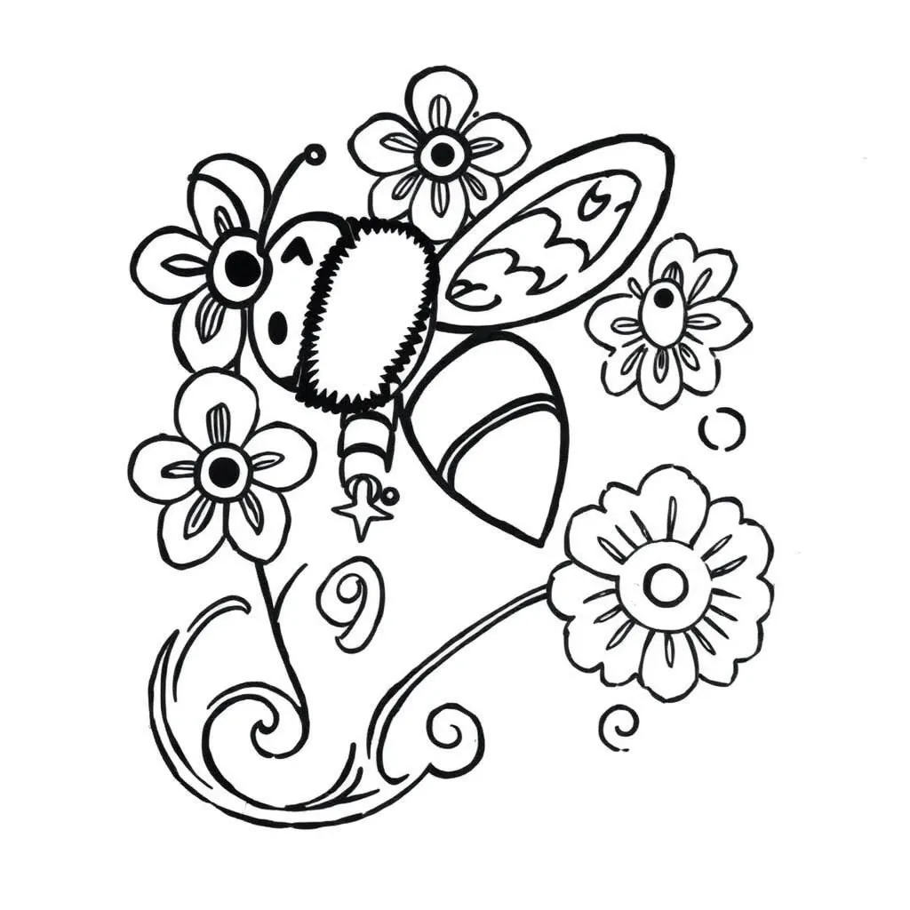 Bee on a flower illustration