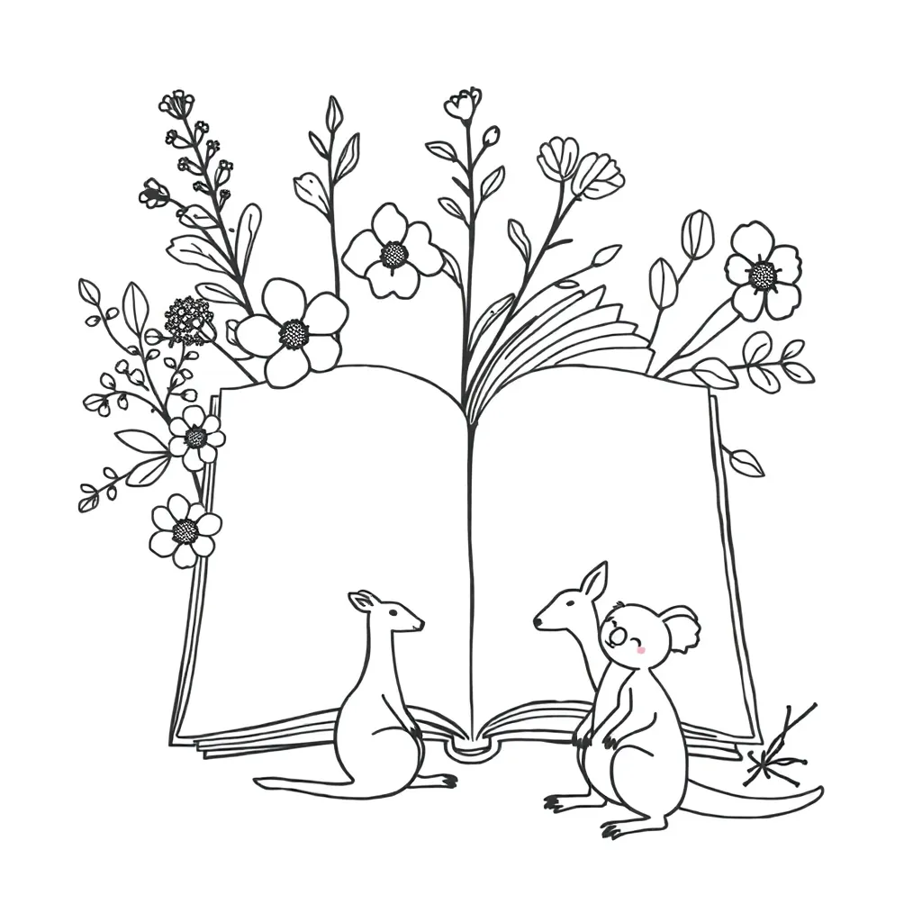 Poetry books and quill pen illustration