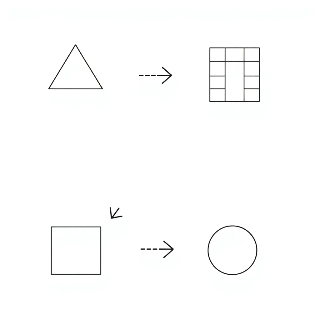 Geometric shapes showing transformations