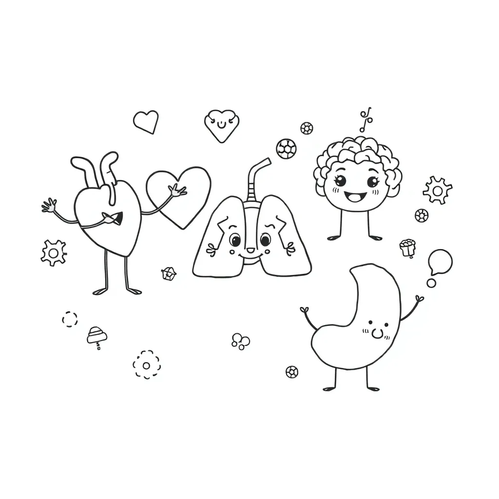 Cartoon body systems with cell phones