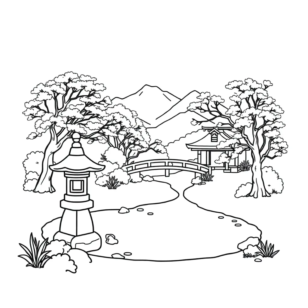 Traditional Japanese mirror illustration
