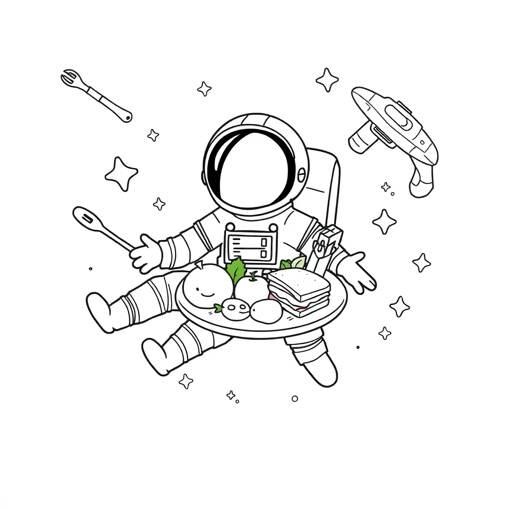 Astronaut eating food in space