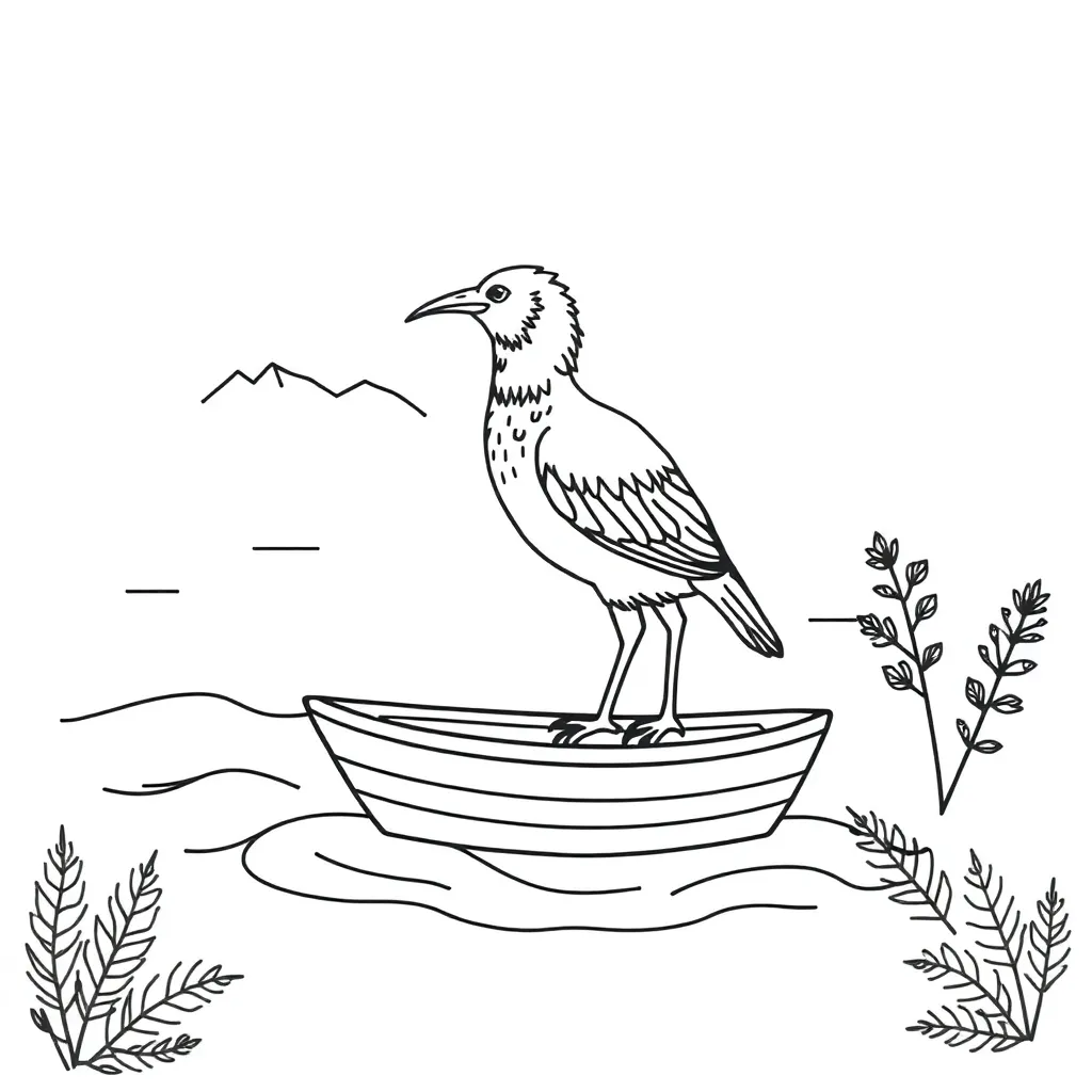 Weka in a boat illustration