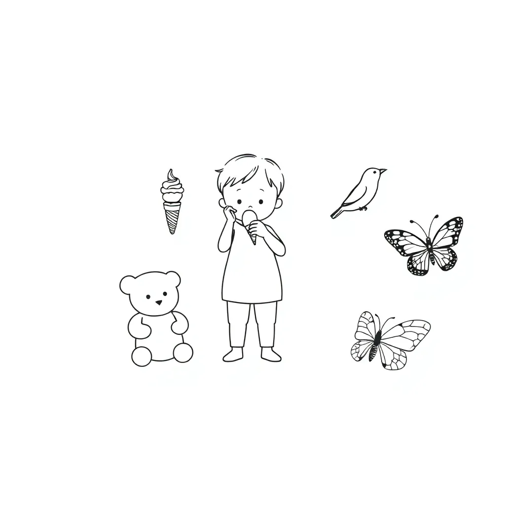 Five senses illustration with eyes, ears, nose, mouth, and hands