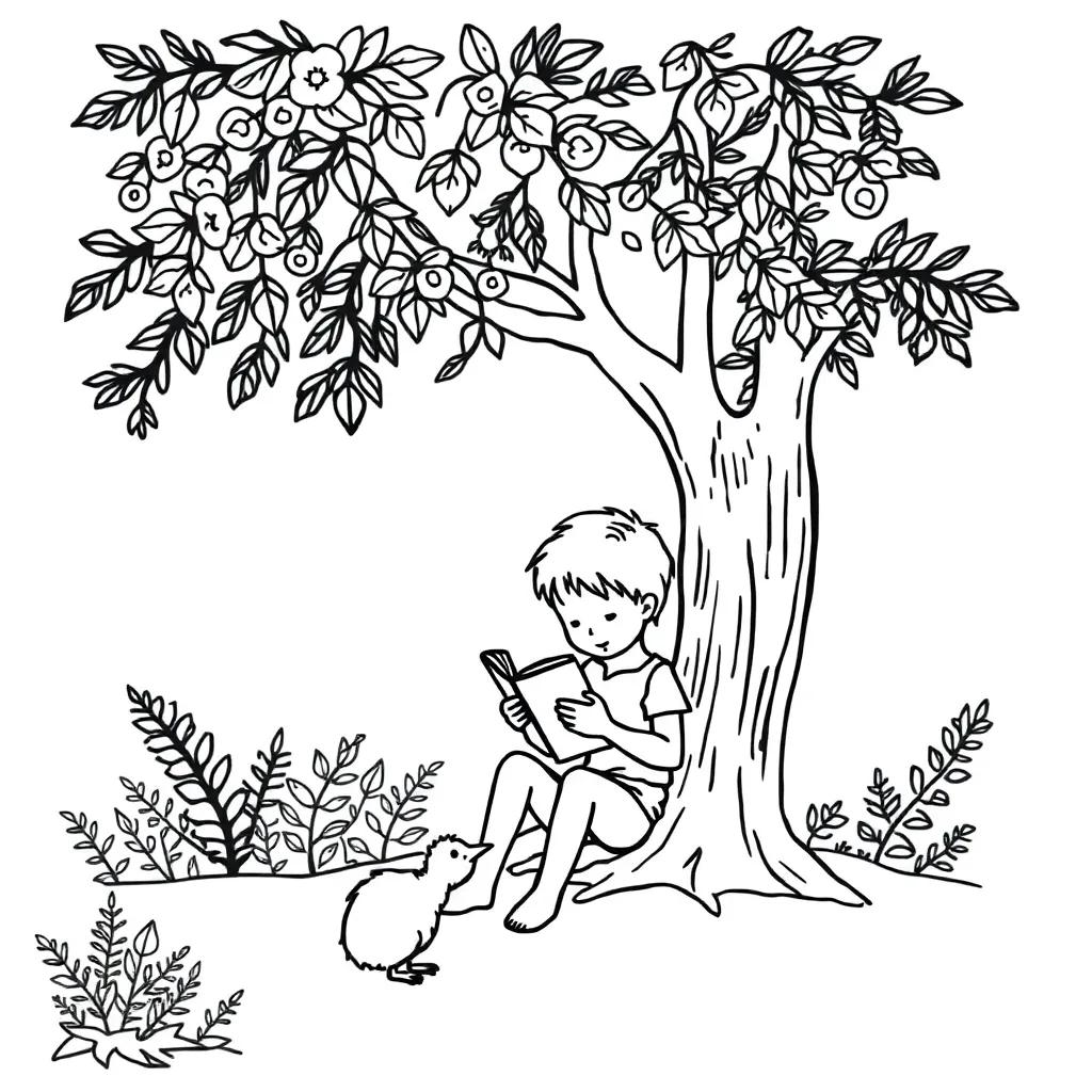 Student reading a book with expression