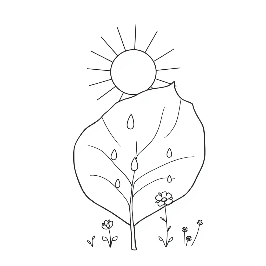 Plant with sun and leaves illustration