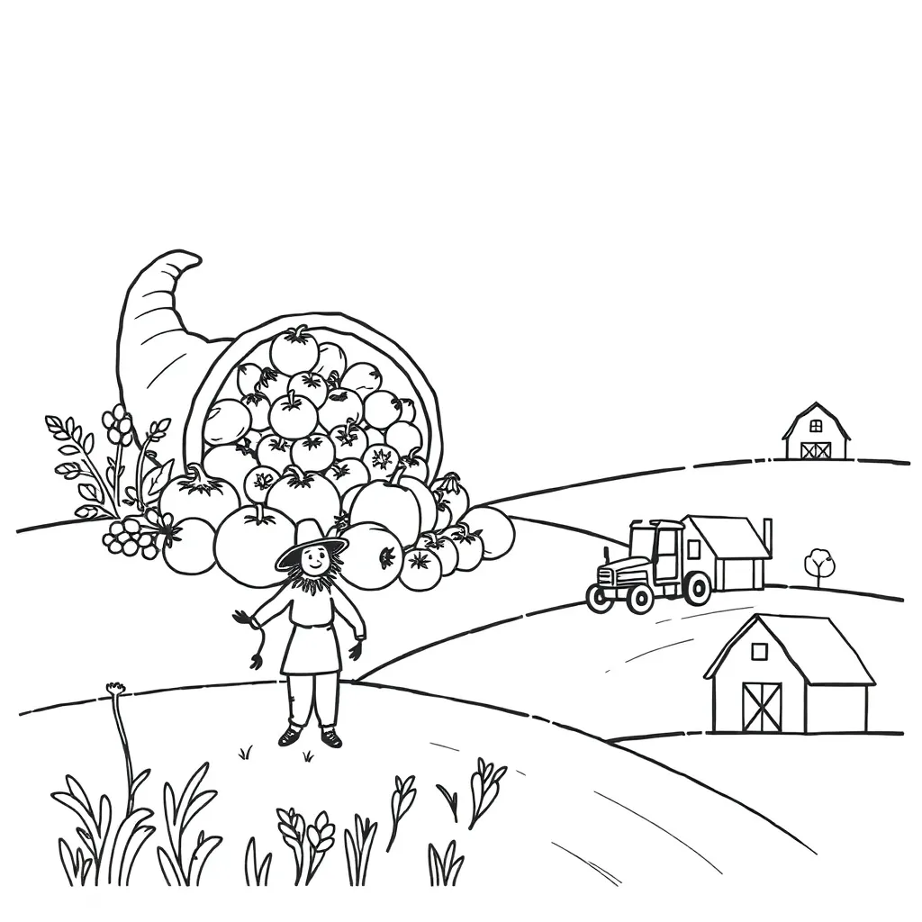 Harvest celebration with fruits and vegetables