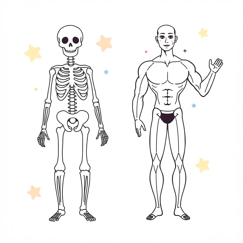 Human skeleton and muscles illustration