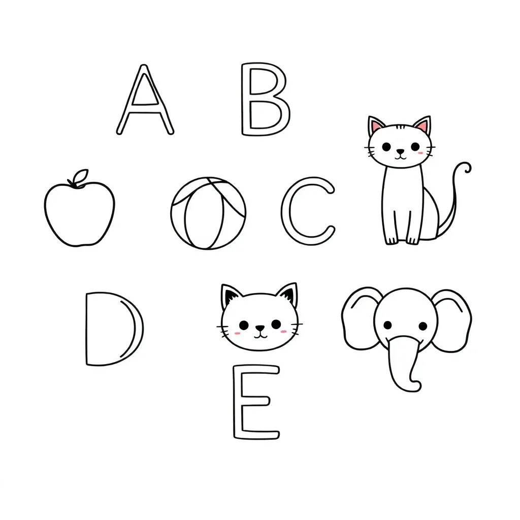 Letters and pictures illustration