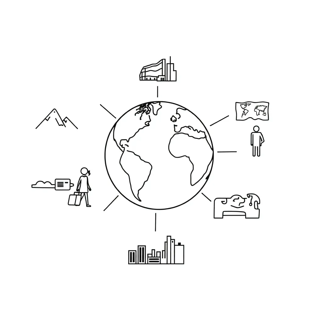 World map with compass