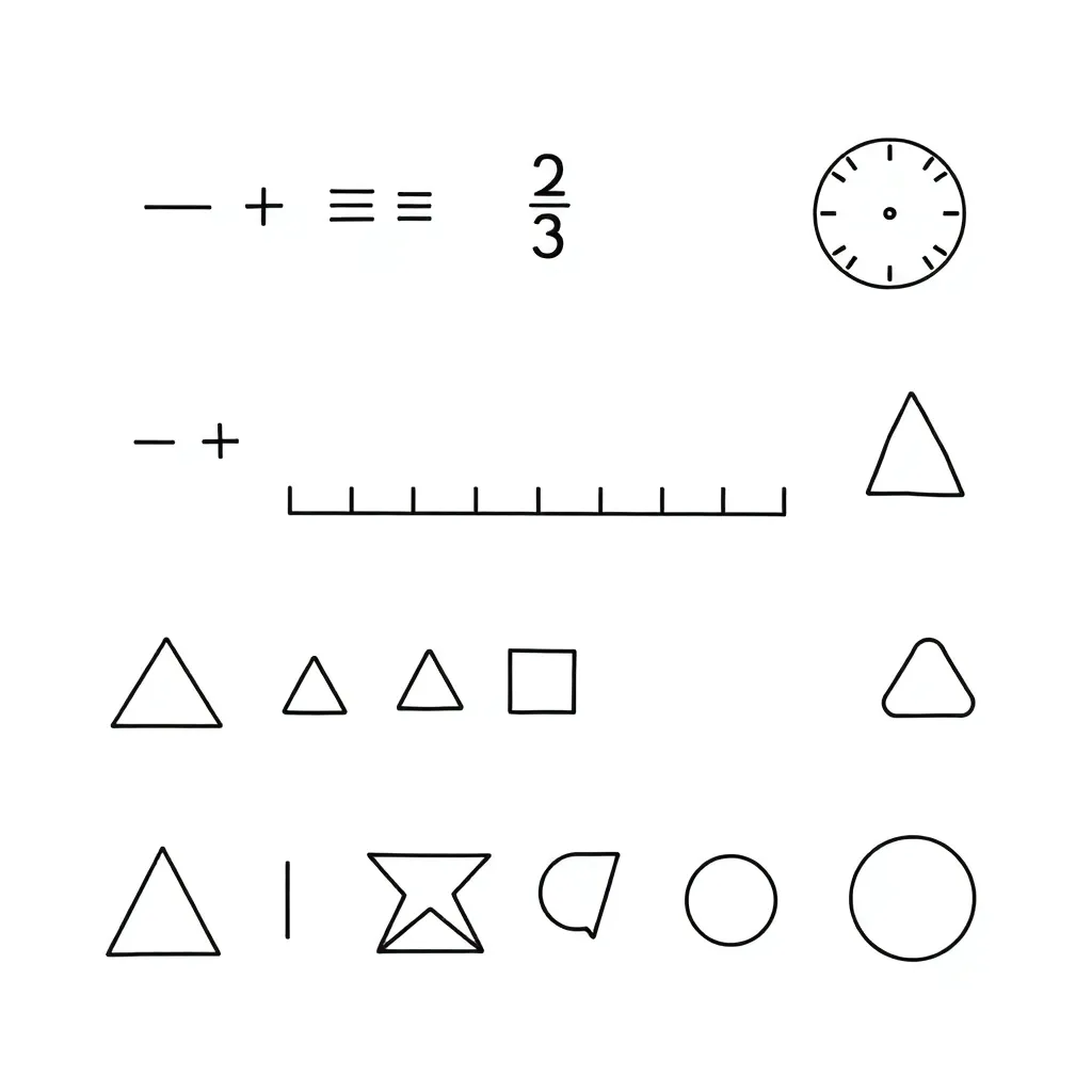 Math symbols and numbers