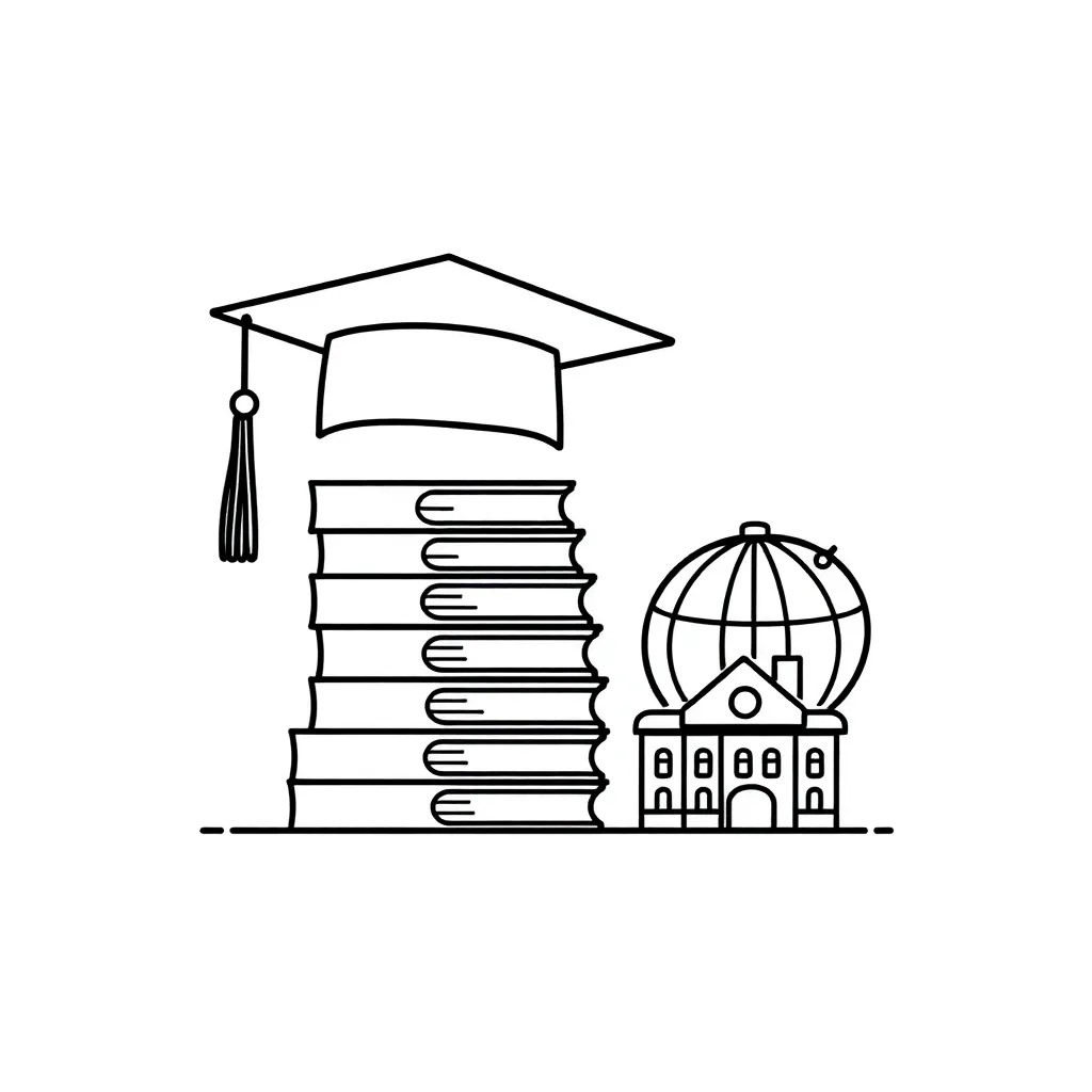 College campus with graduation cap