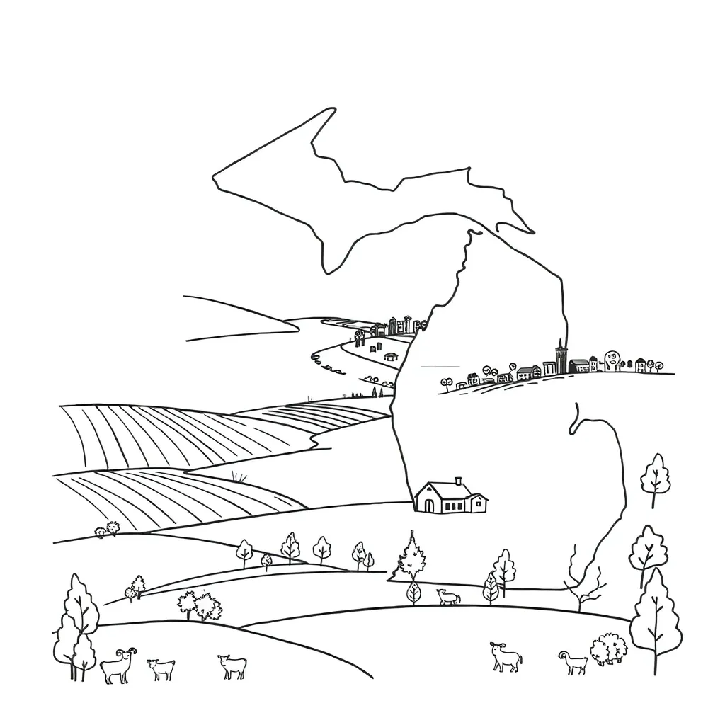 Michigan map with Great Lakes