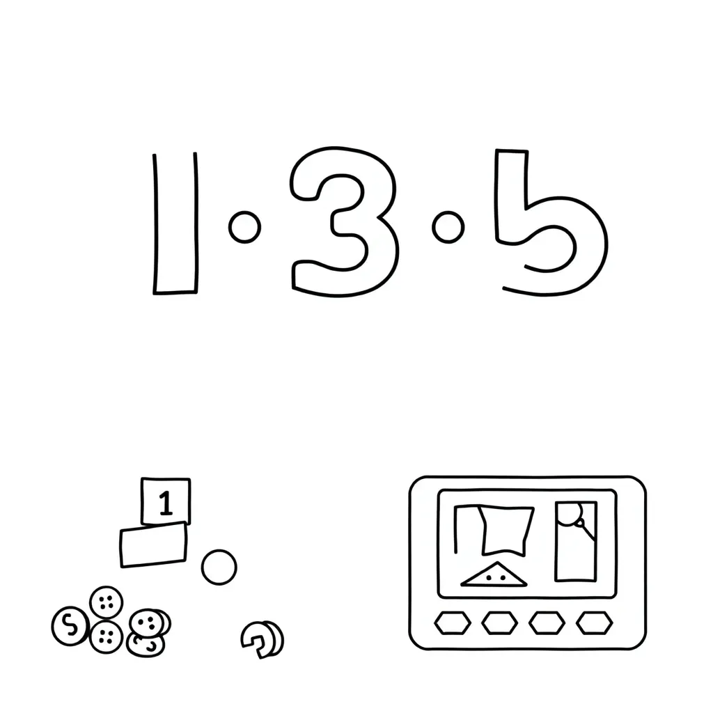 Digital place value blocks and games illustration