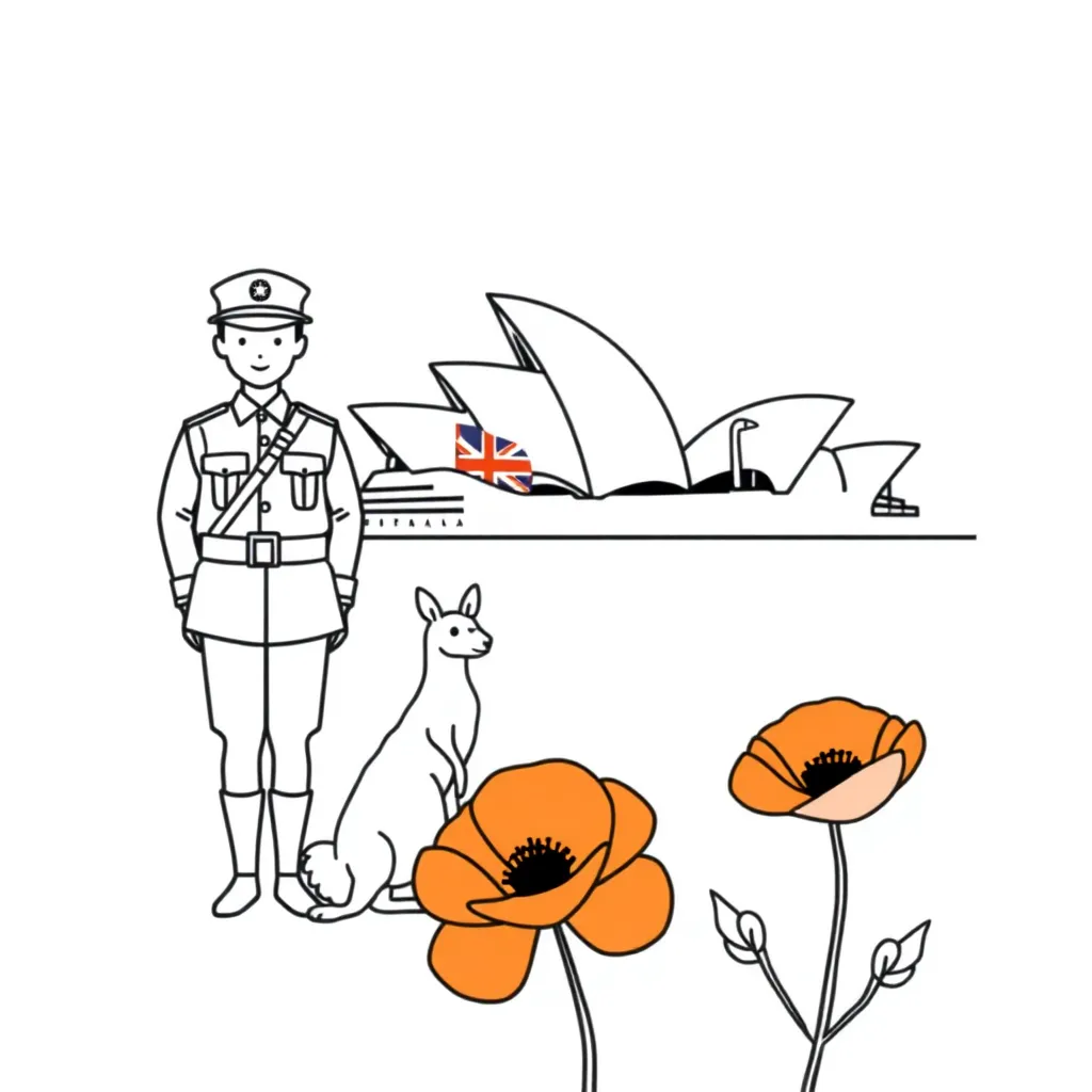 Australian WWI soldiers and timeline illustration