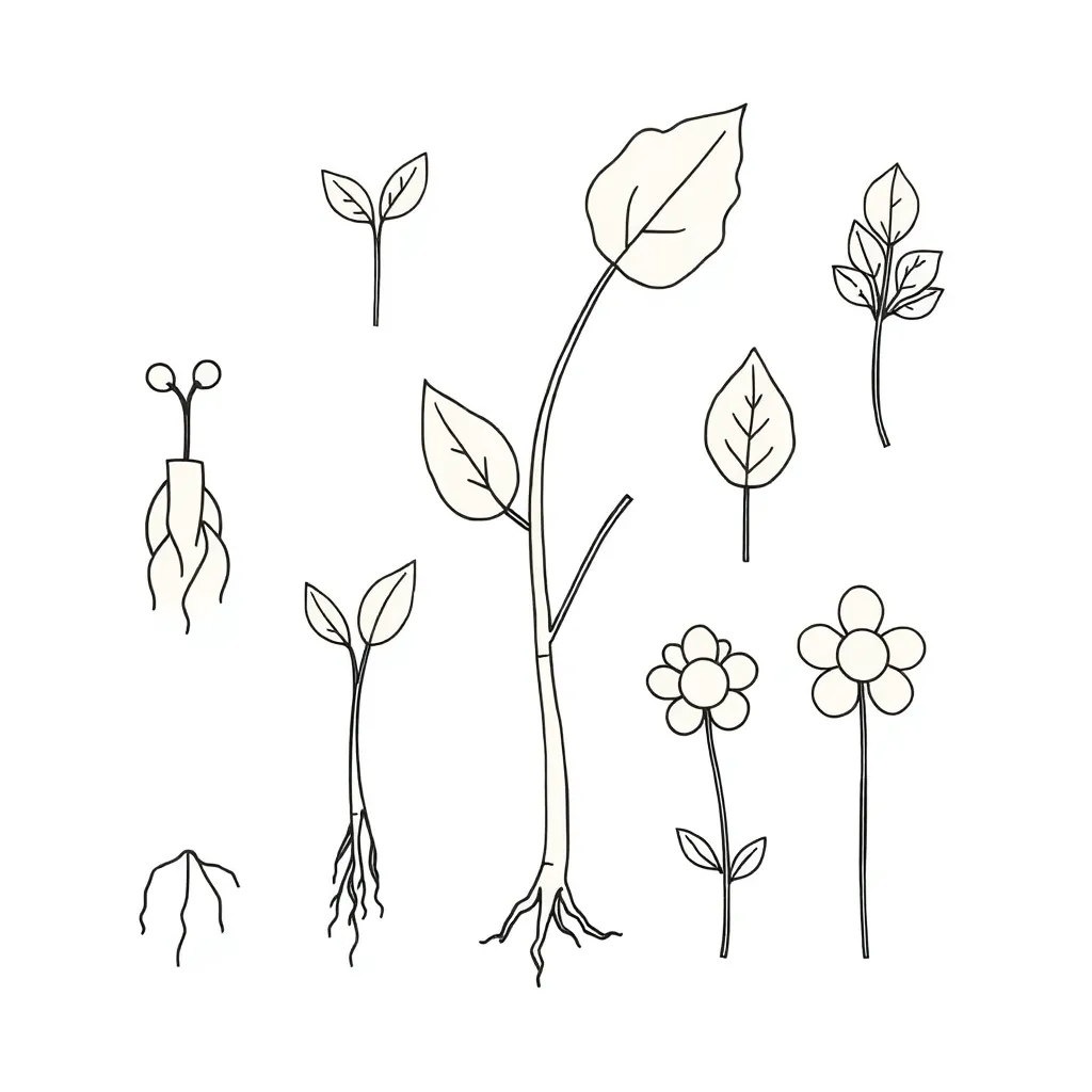 Plant with labeled parts