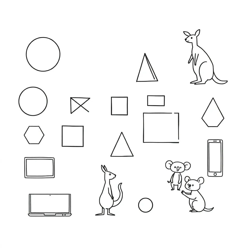 Digital shapes and tablet illustration