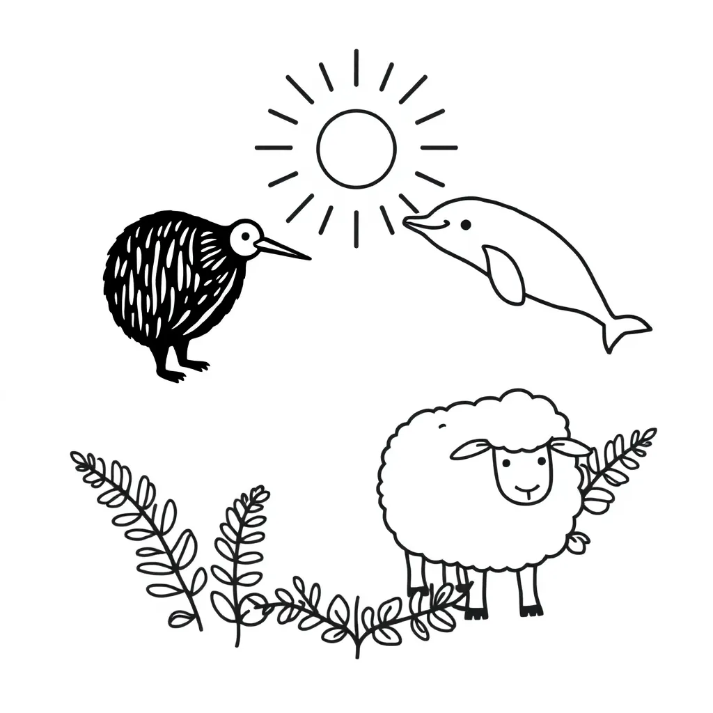 Happy cartoon animals writing poetry