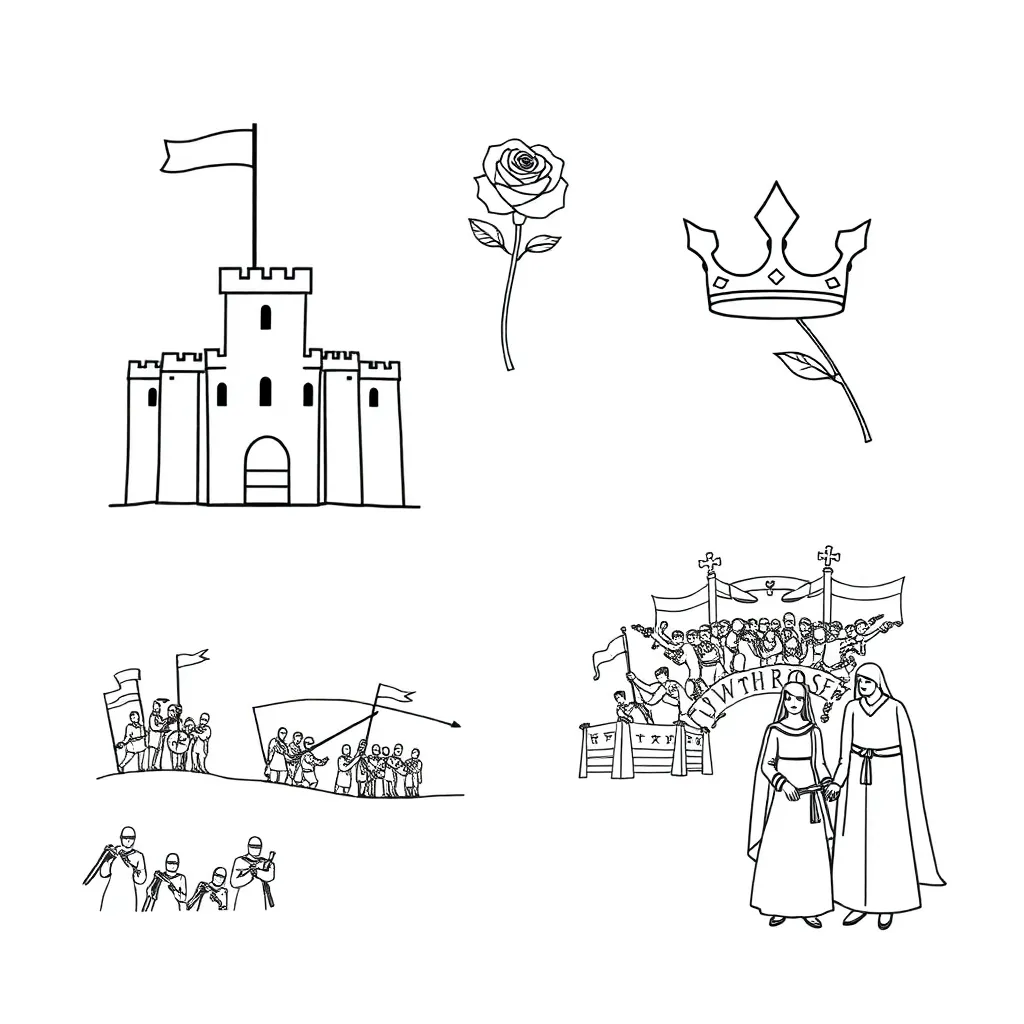 Tudor rose and crown illustration
