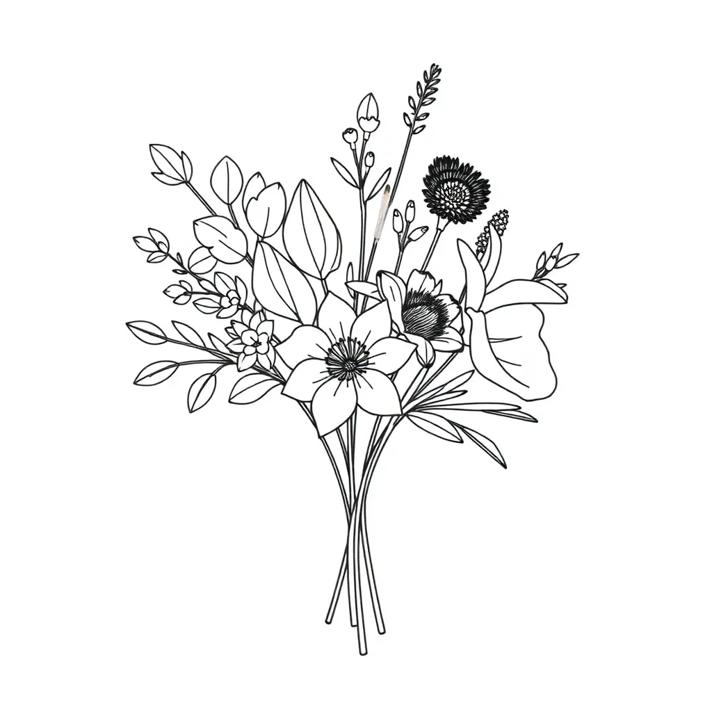 Colourful flower bouquet with fraction petals