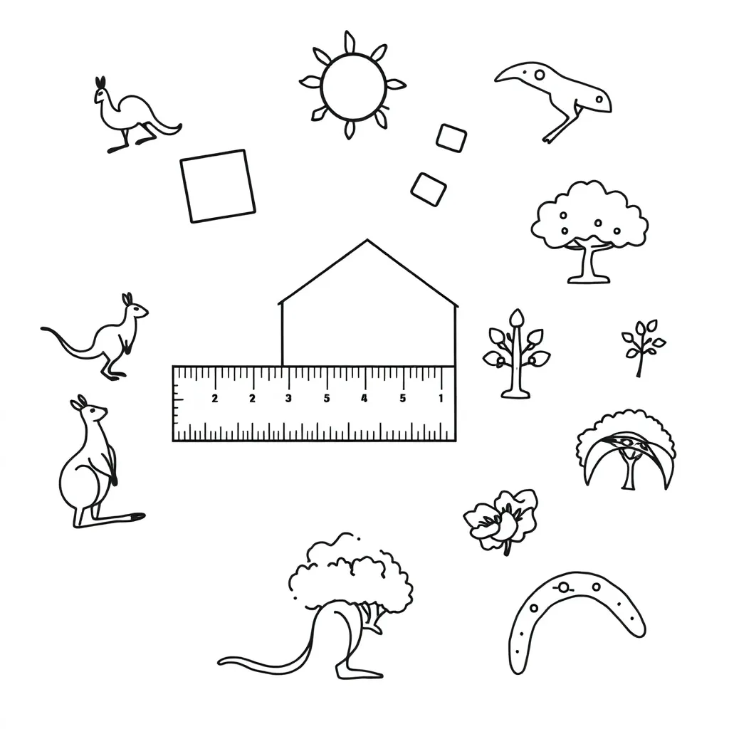 Ruler and geometric shapes illustration
