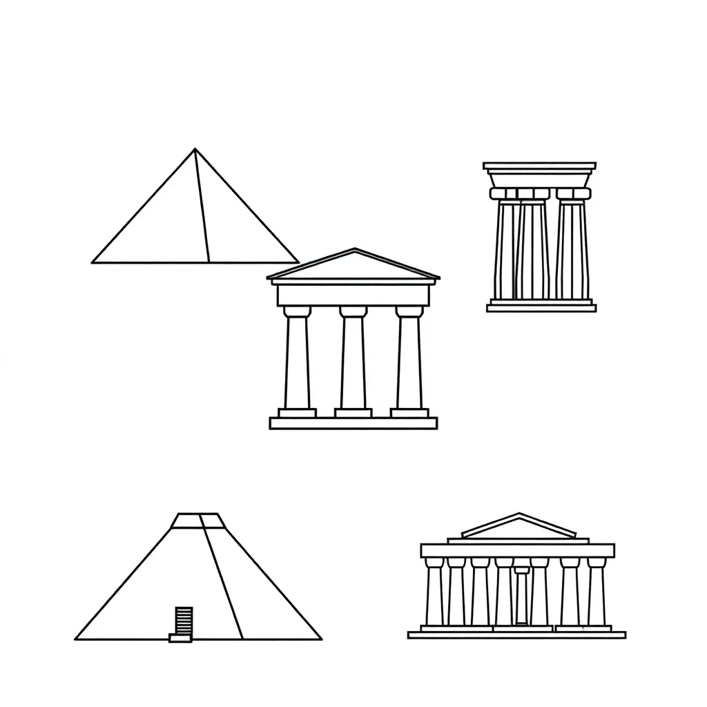 Archaeological artifacts and map illustration