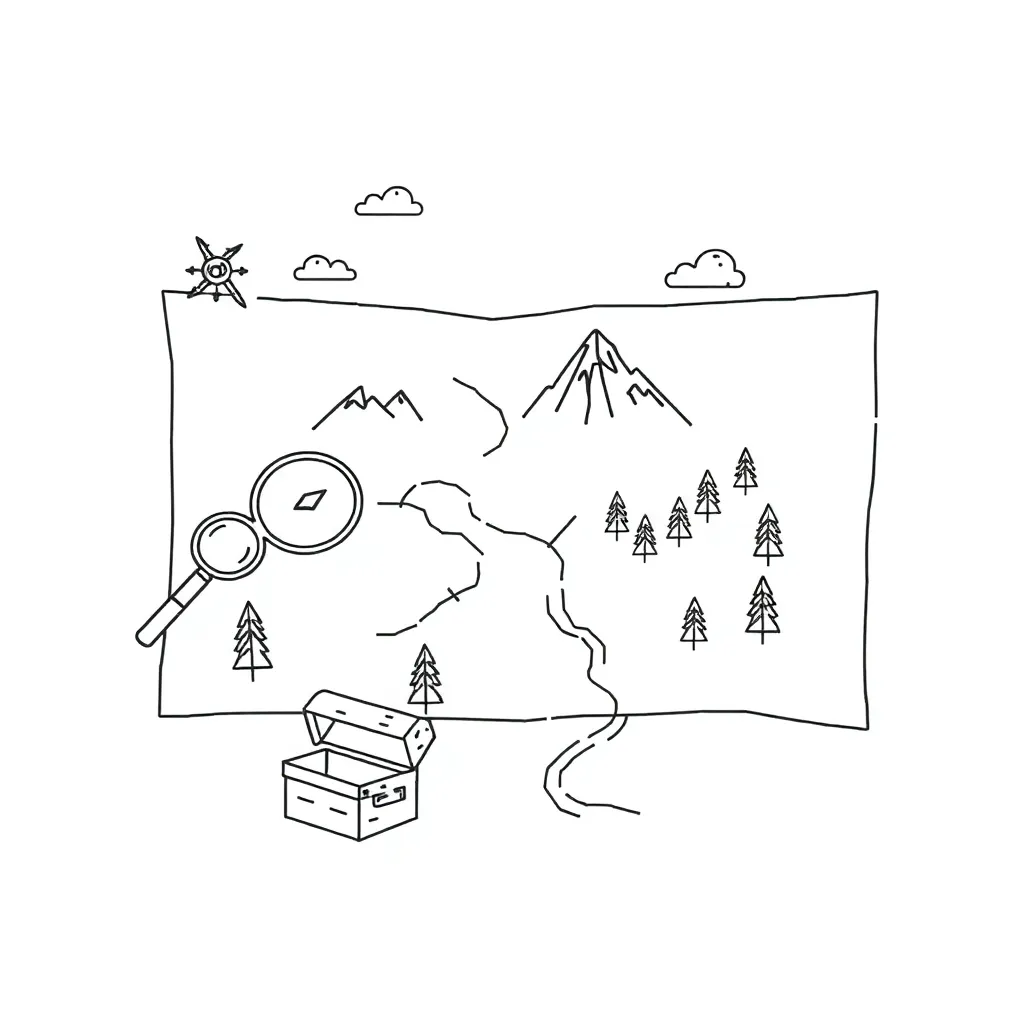 World map and compass illustration