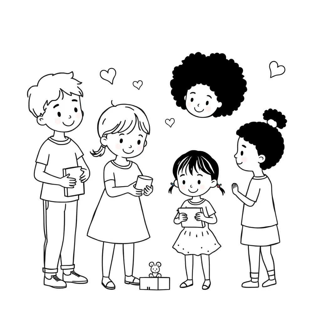 Happy children showing different personality traits
