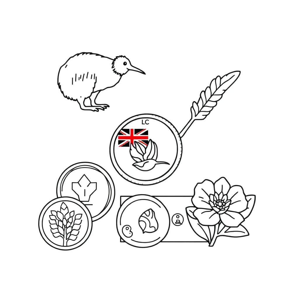 NZ coins and decimal numbers illustration