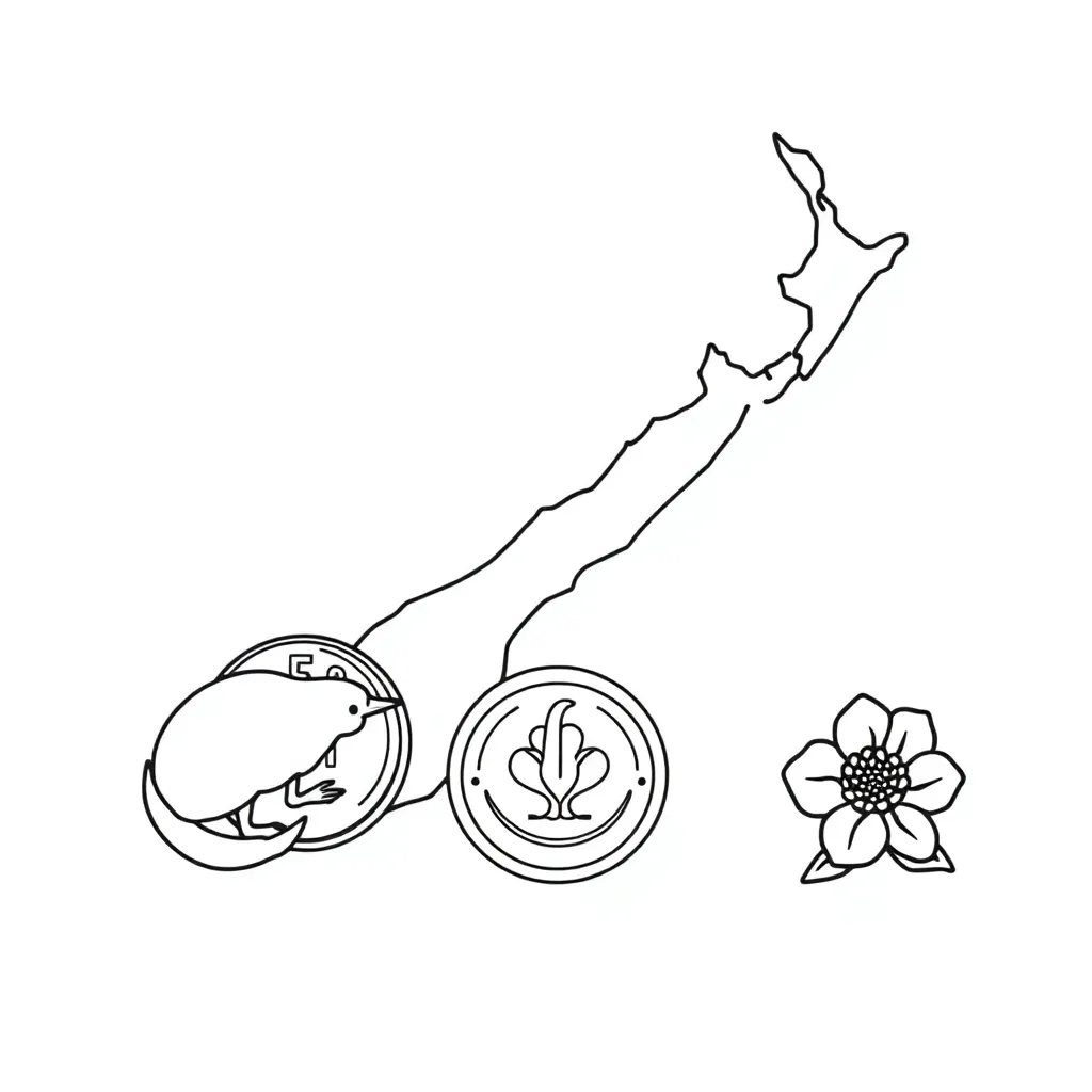 New Zealand money notes and coins
