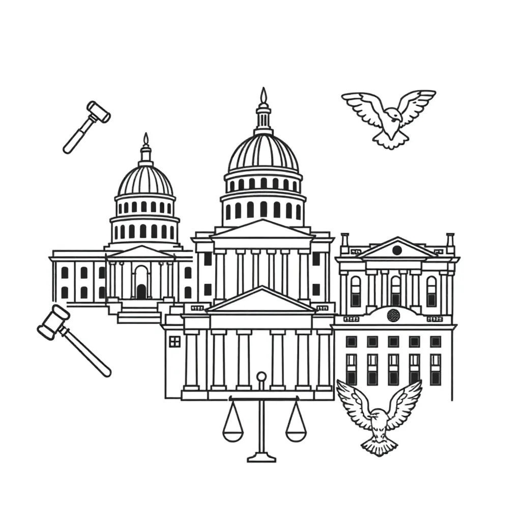 Three branches of government illustration