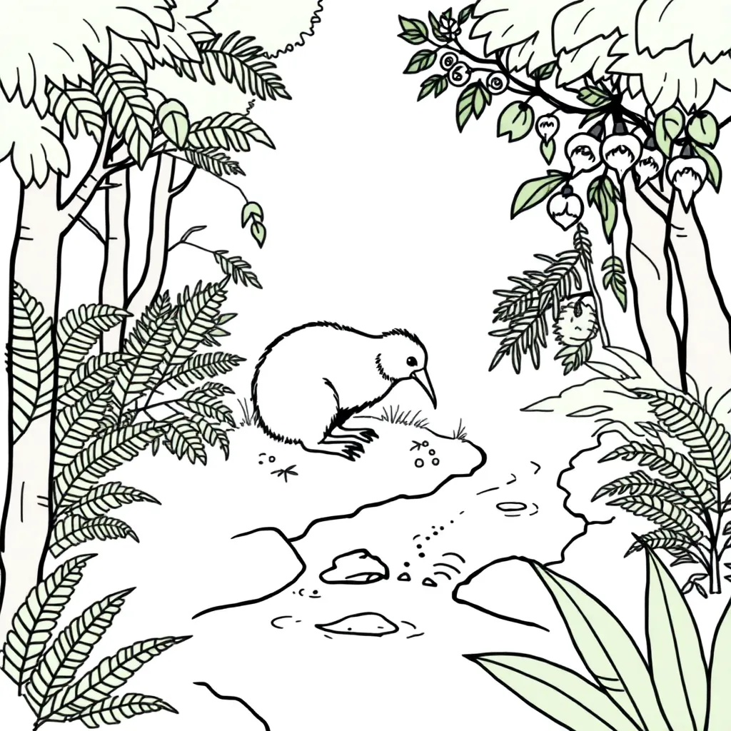 Kiwi bird in its natural habitat