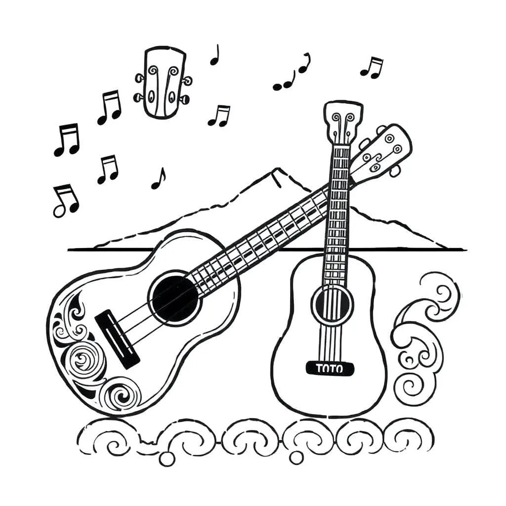 Musical notes and poetry book illustration