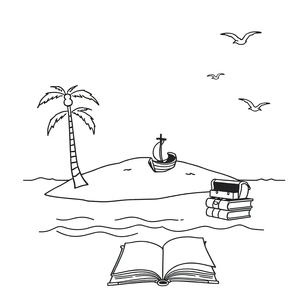 Robinson Crusoe on island