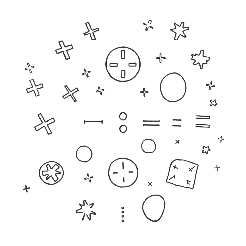 Calculator and mathematical symbols illustration