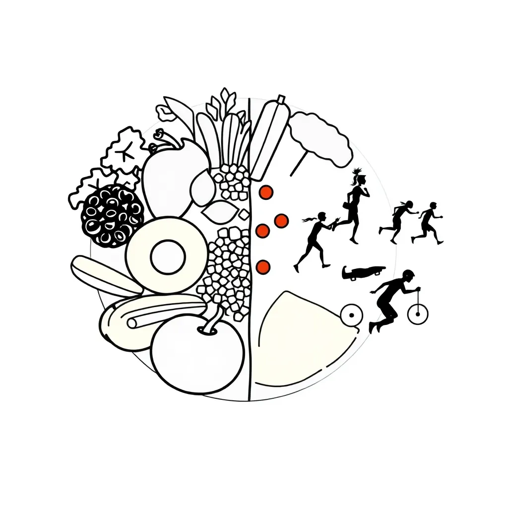 BMI chart and healthy lifestyle illustration