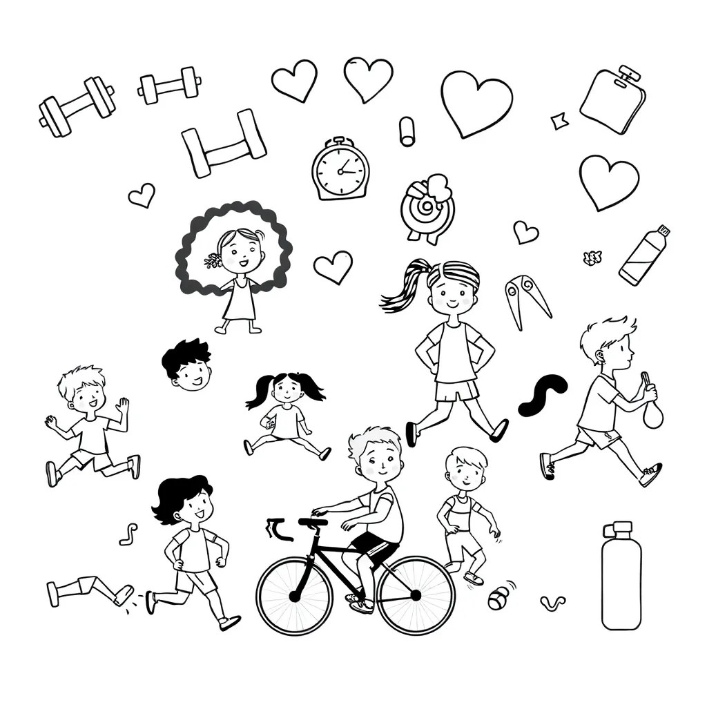 Students exercising and being active