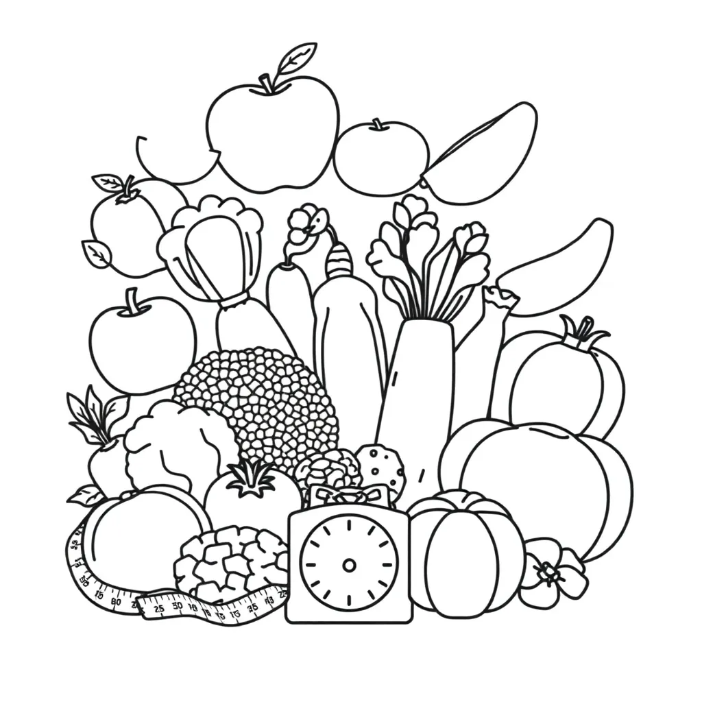 Healthy food and diet analysis illustration