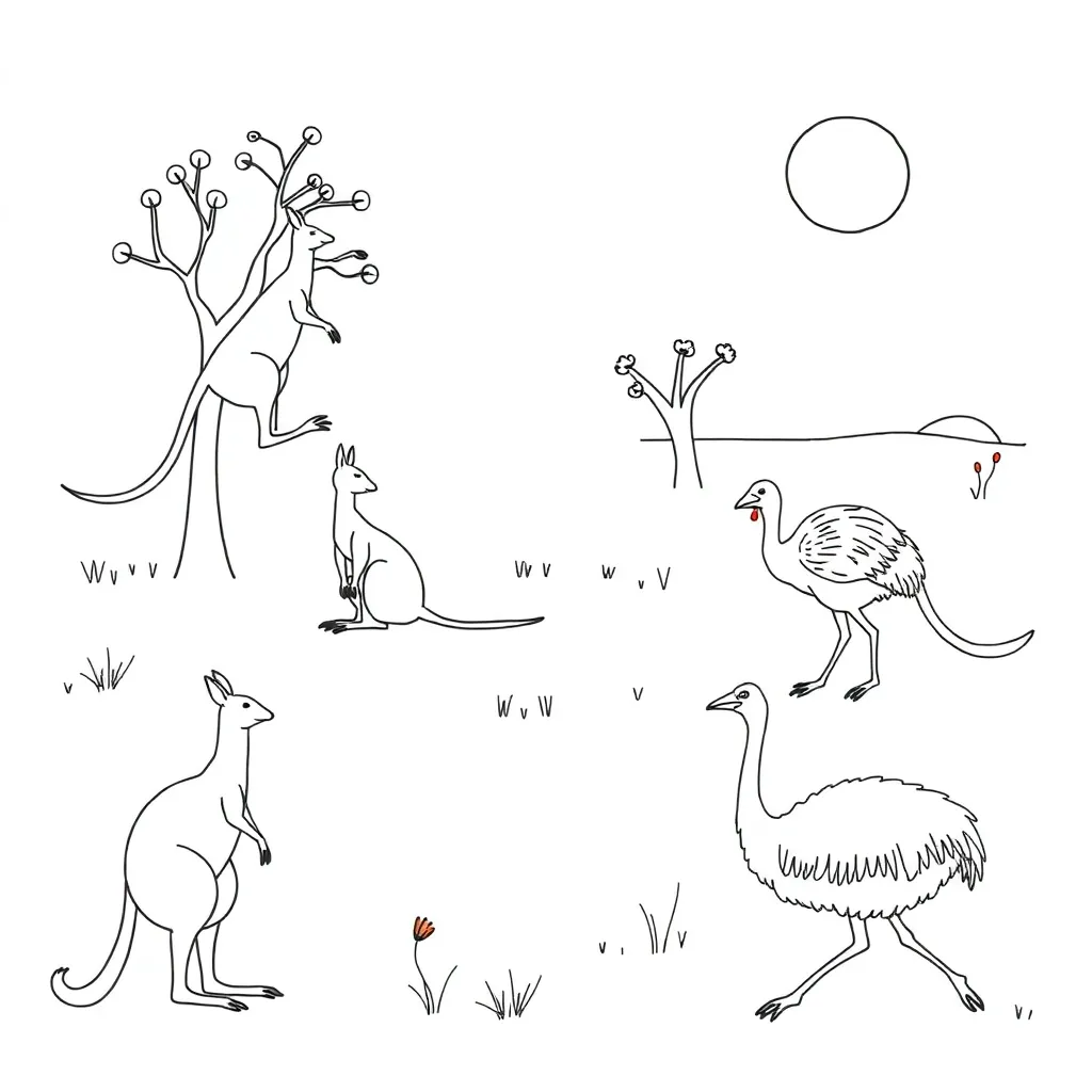 Various animals showing different body parts