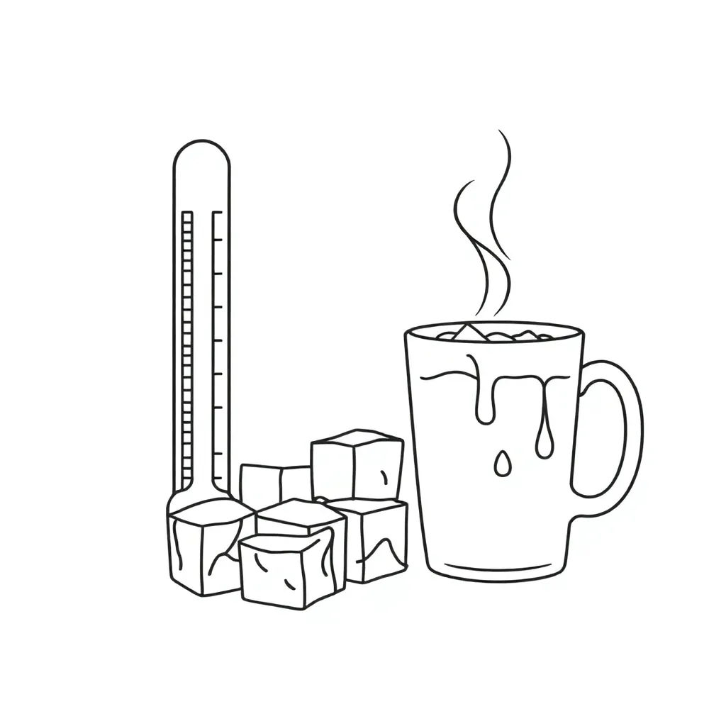 Melting point investigation with thermometer and substances